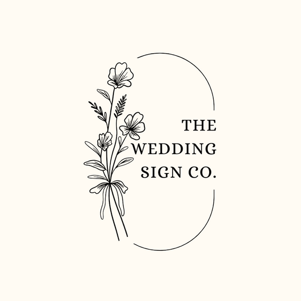 Logo for The Wedding Sign Co. with floral design on a white background